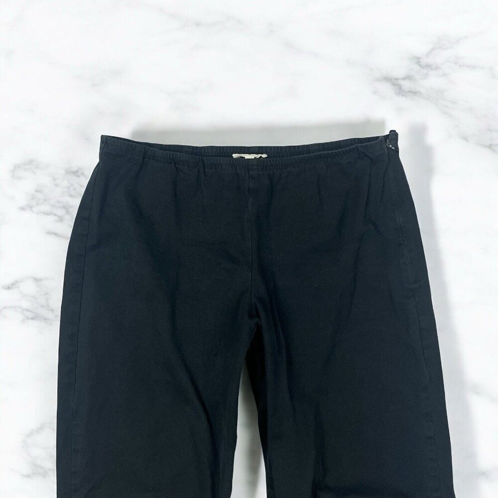 Eileen Fisher Pants Size Medium Black Crop Side Zip Capri Organic Cotton - Picture 5 of 10